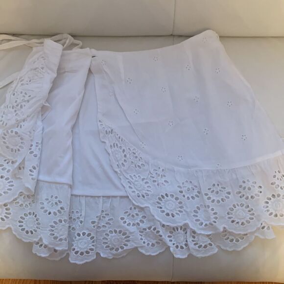 JAPNA White Eyelet Embroidered Wrap Skirt Size S - Picture 6 of 8